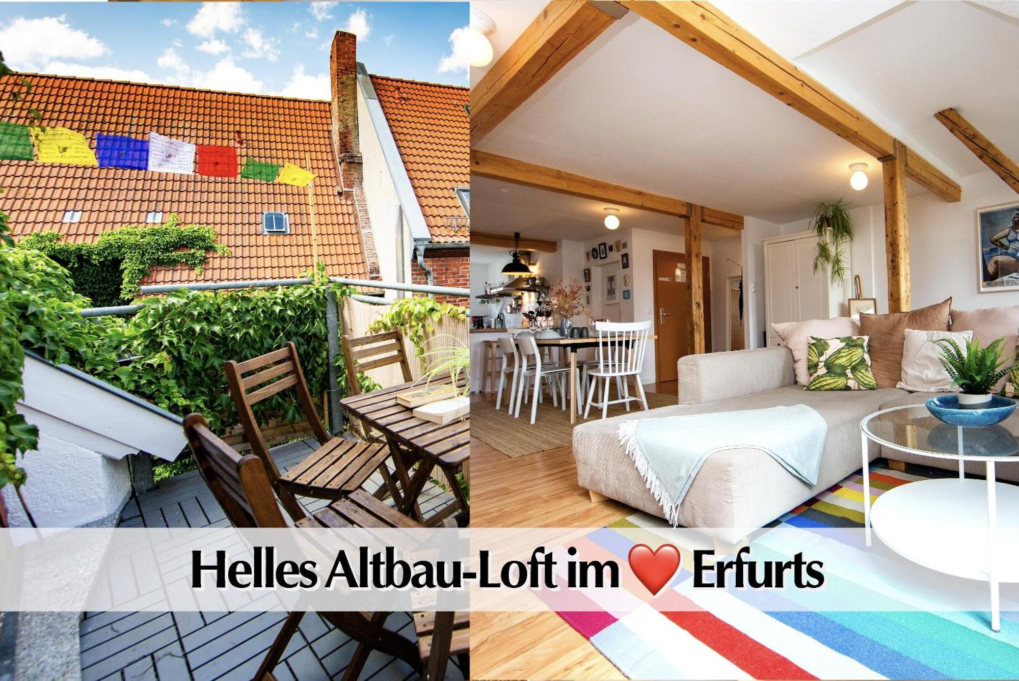 Ferienwohnung Schickes 80m2 Maisonette-Loft in zentraler Lage Erfurts mit Balkon Exterior foto